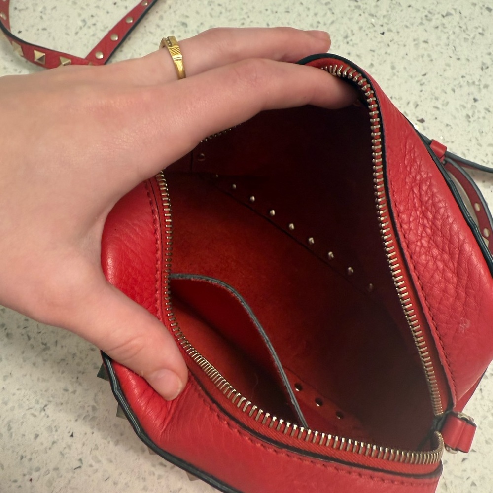 Valentino Red Gold Studded Crossbody Bag - Picture 5 of 5